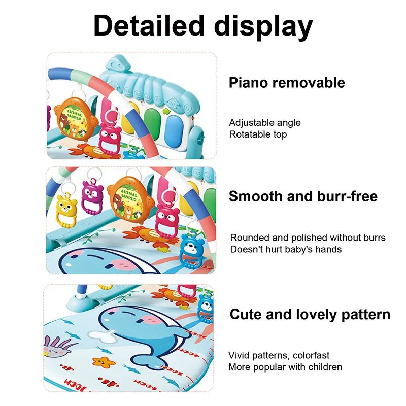 Tapis d'Éveil Bébé Piano Musical 4-en-1