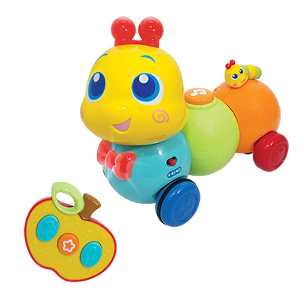 Chenille télécommandée Winfun Wriggle 'N Giggle, nœud papillon rouge et roues colorées
