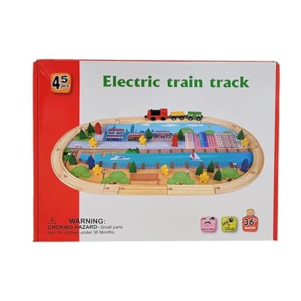 Circuit train électrique 45 pièces en bois