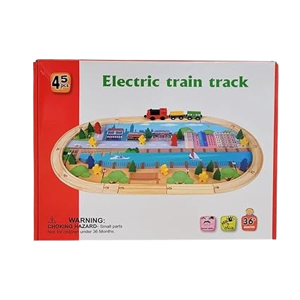 Circuit train électrique 45 pièces en bois
