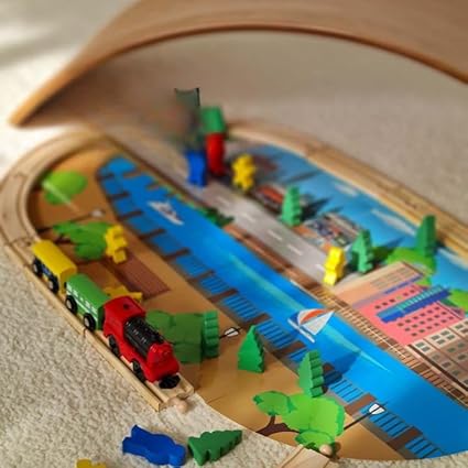Circuit train électrique 45 pièces en bois