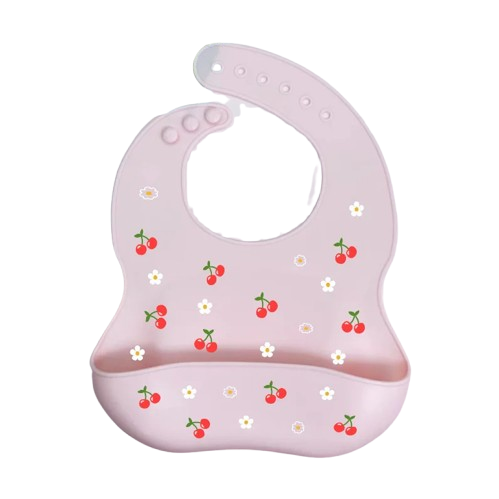 Bavoir en silicone - CERISE