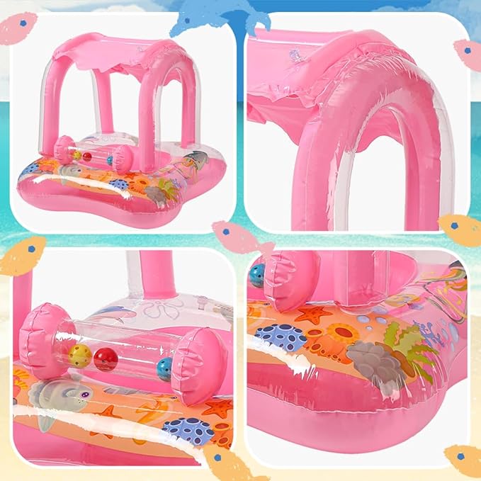 Bouée gonflable avec Pare-Soleil - Rose