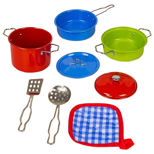 Batterie de cuisine multicolore en acier inoxydable 8 pcs