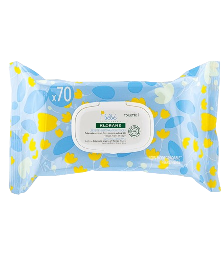 Klorane lingettes nettoyantes au calendula - 70 unités