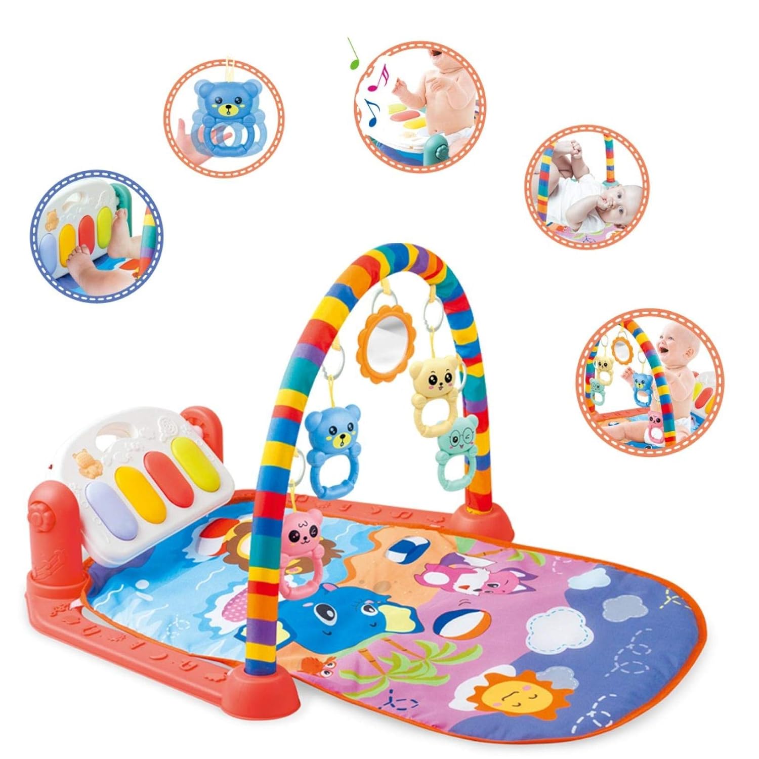 Tapis d'éveil gym et piano - Rouge