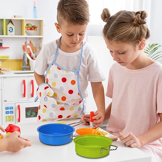 Batterie de cuisine multicolore en acier inoxydable 8 pcs