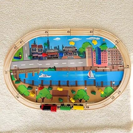 Circuit train électrique 45 pièces en bois