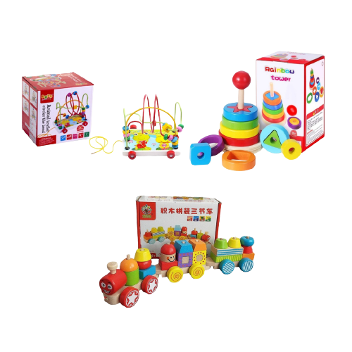 Pack 3 jouets éducatif en bois