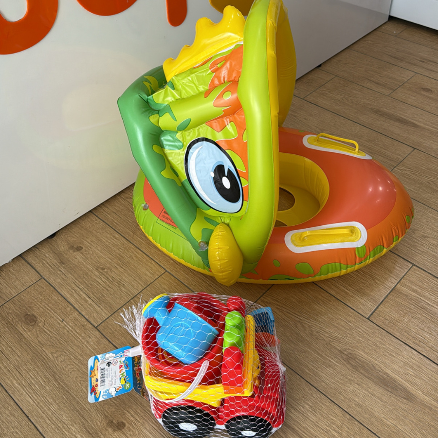 Pack Camion de plage + Bouée gonflable avec pare-soleil