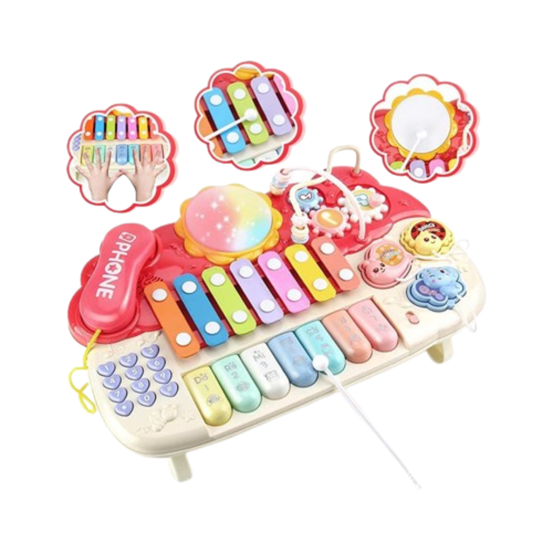 Jouet musical piano et tambour 6 en 1 - ROSE