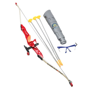 Set de tir à l'arc enfant Archer rouge : arc, 3 flèches à ventouse, carquois gris et lunettes de protection