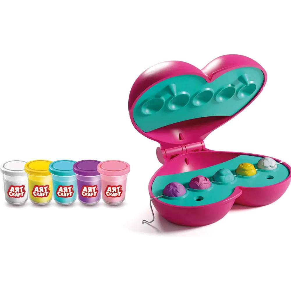 Coffret cœur Art Craft pour créer des bijoux en pâte à modeler avec 5 pots, dès 3 ans
