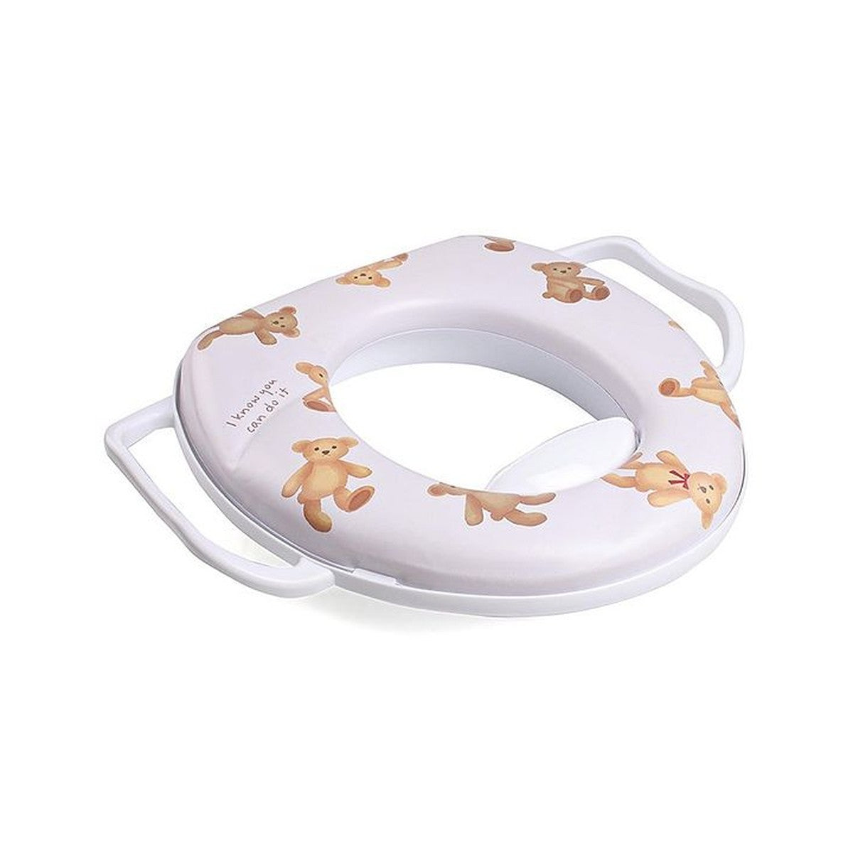 Réducteur de toilette Babyhug blanc à motif oursons avec deux poignées