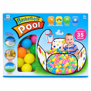 Boîte Cenlon Basketball Pool : piscine à balles avec panier de basket et 35 balles, dès 3 ans