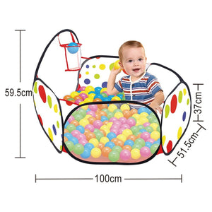 Dimensions de la piscine à balles : 100 cm de large, 51,5 cm de profondeur, 59,5 cm de haut et parois de 37 cm