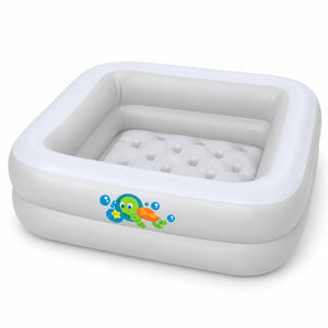 Baignoire gonflable bébé Bestway Scrub-a-Dub blanche à fond matelassé, avec motif tortue