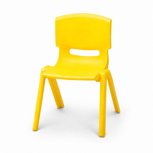 Chaise enfant jaune en plastique moulé, assise 35 cm