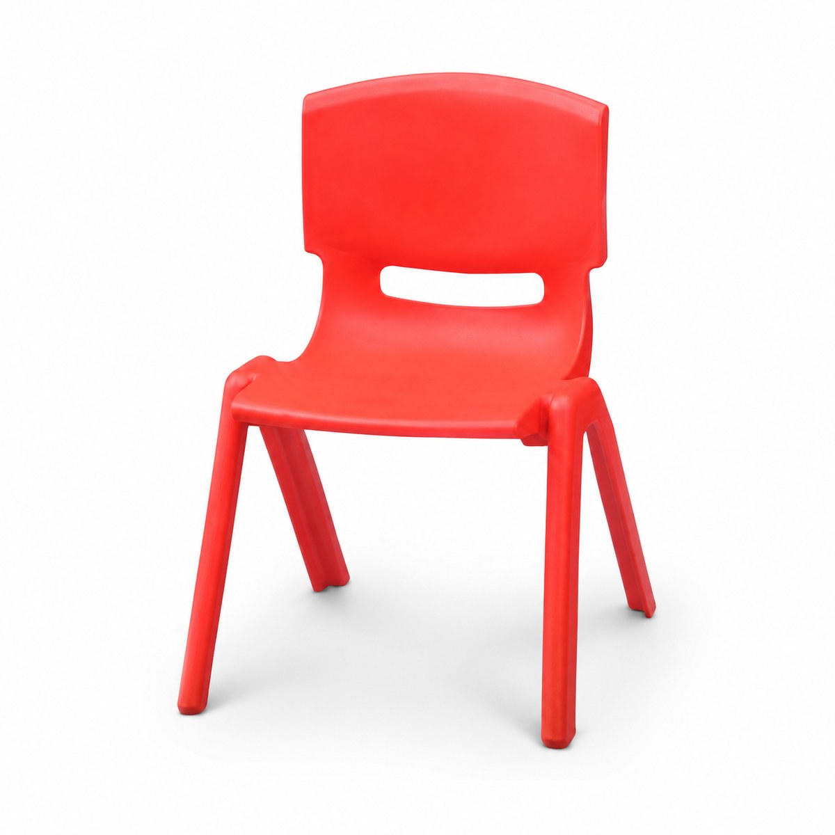 Chaise enfant rouge en plastique moulé avec assise à 35 cm et poignée au dossier