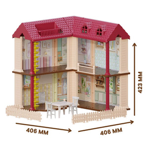 Dimensions de la grande maison de poupée Dede : 42,3 cm de haut et 40,6 cm de profondeur