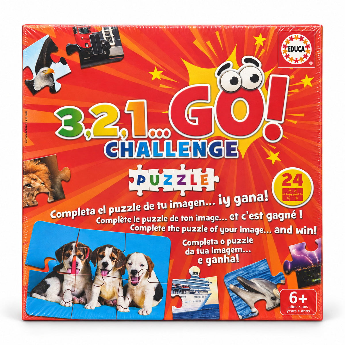 Boîte du jeu Educa 3,2,1… GO! Challenge Puzzle : compléter son puzzle avant les autres, dès 6 ans