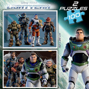 Détail des deux puzzles Lightyear 100 pièces, format 40 x 28 cm chacun