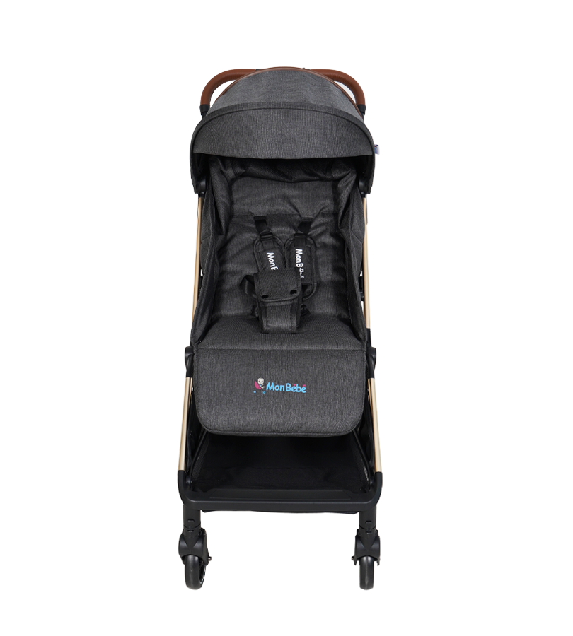 POUSSETTE GOLD EDITION AUTO-PLIANTE GRIS FONCE – MON BÉBÉ