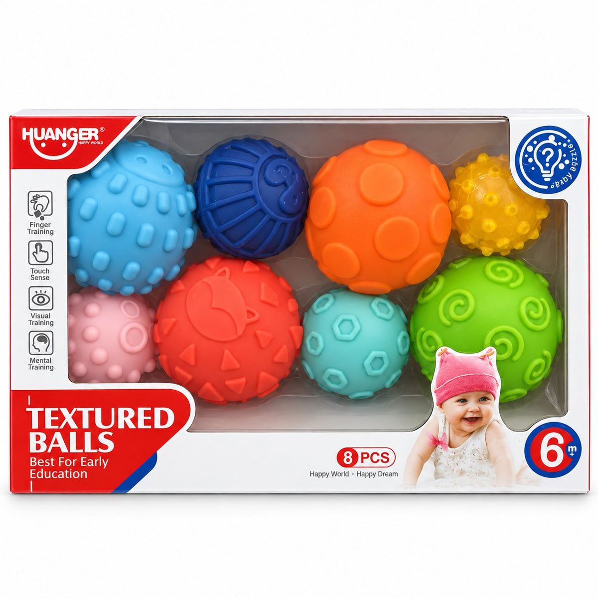 Boîte HUANGER Textured Balls 8 pièces, dès 6 mois