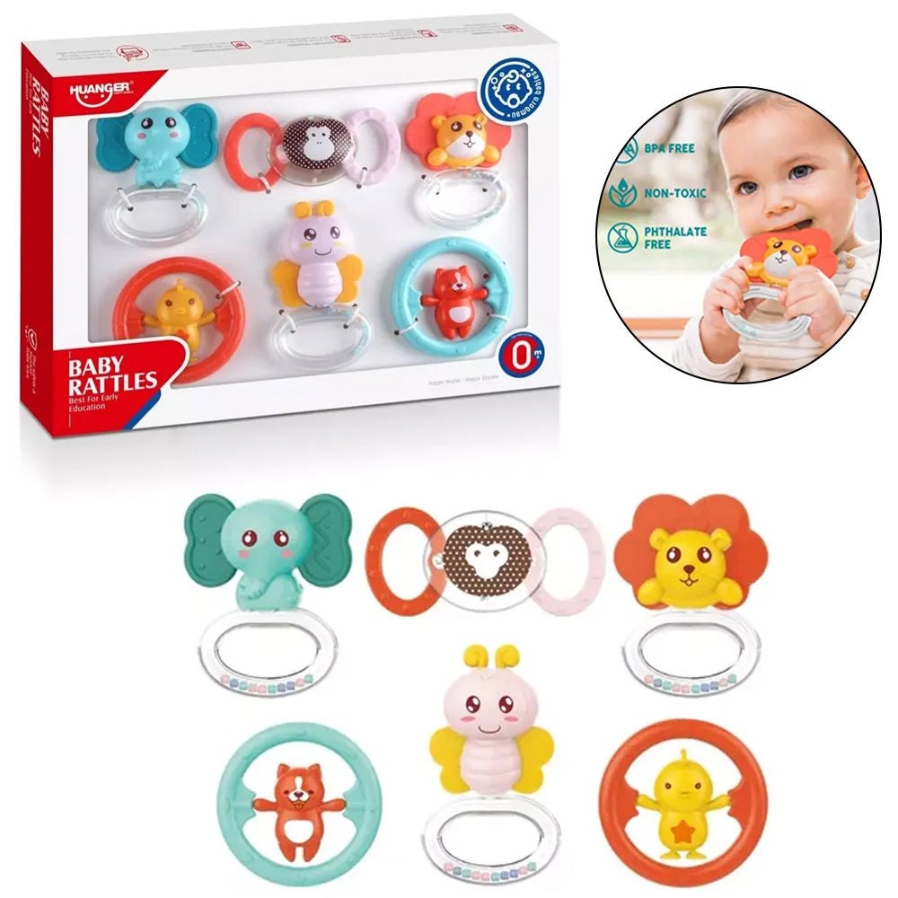 Boîte cadeau HUANGER Baby Rattles 6 pièces, dès 0 mois, avec le détail des hochets