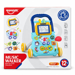 Boîte HUANGER Music Walker bleu, dès 12 mois, ardoise détachable