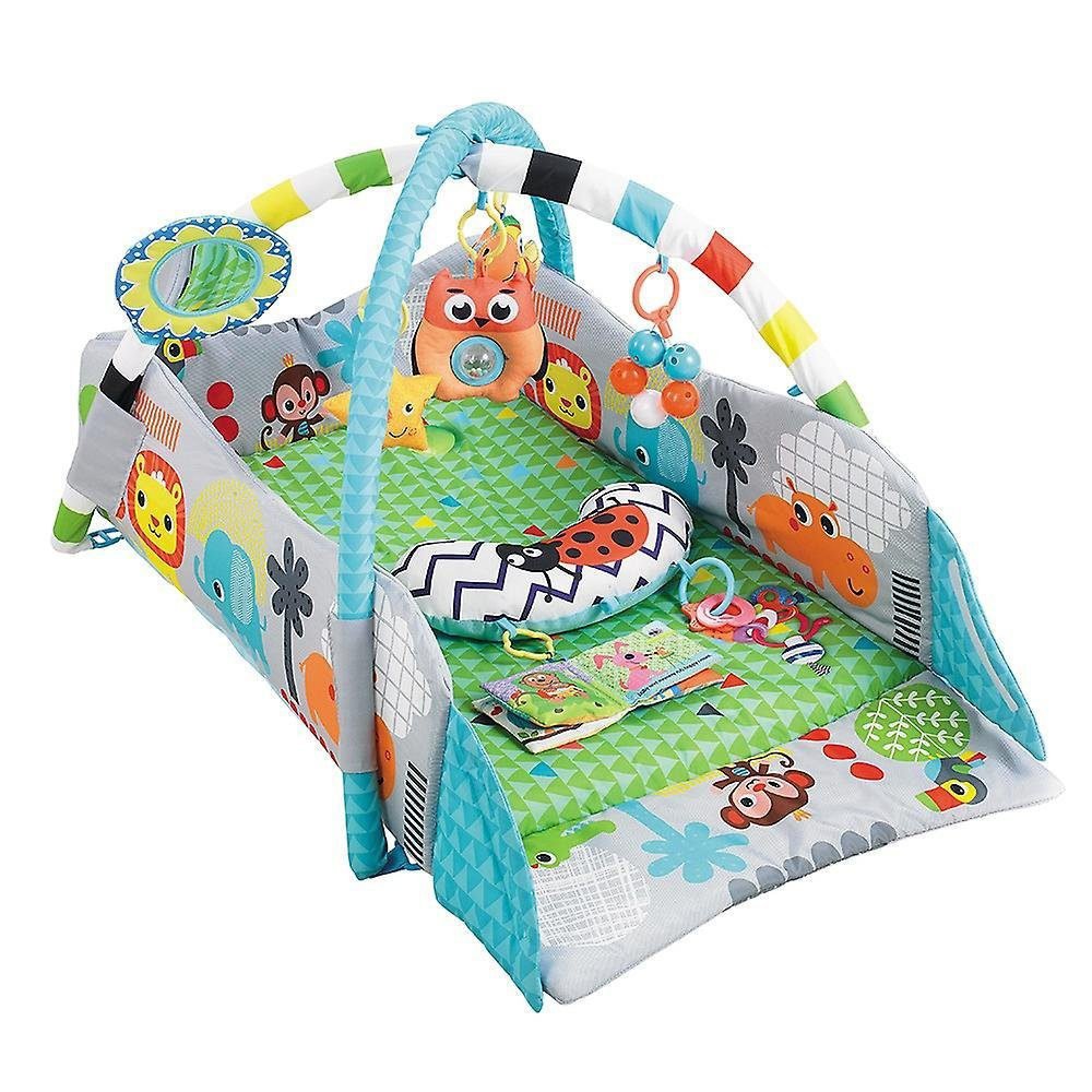 Tapis d'éveil et piscine à balles 5 en 1 en coloris vert, arches et jouets suspendus