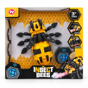 Boîte Insect Bees Hong Jie : abeille télécommandée jaune et noire avec fonction fumée et télécommande, dès 3 ans