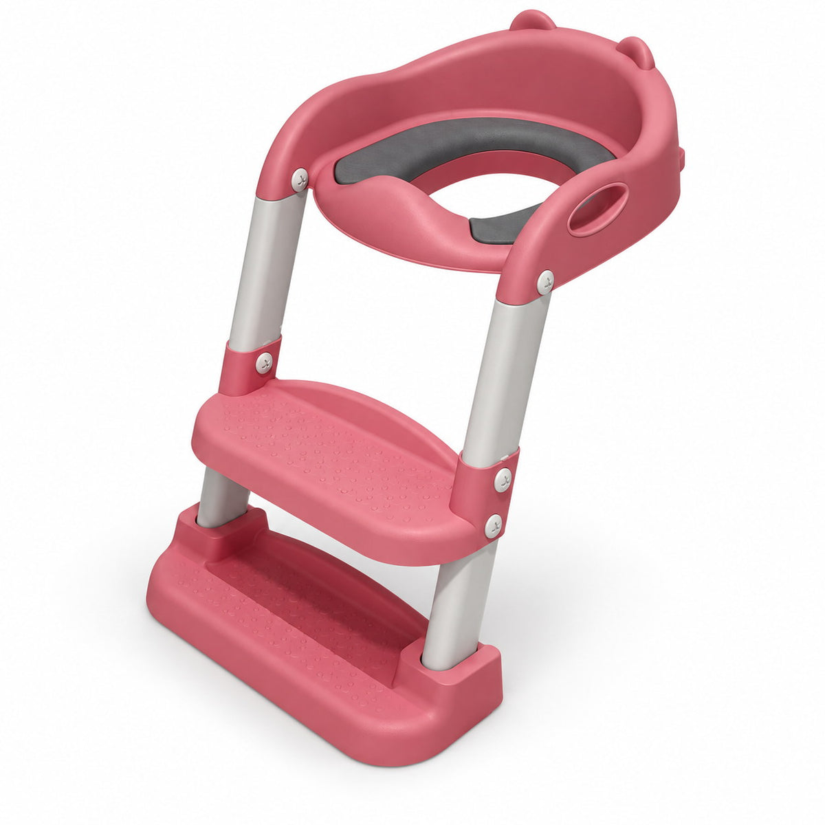 Réducteur de toilette Kidilo Baby Step rose avec escabeau à 2 marches et poignées