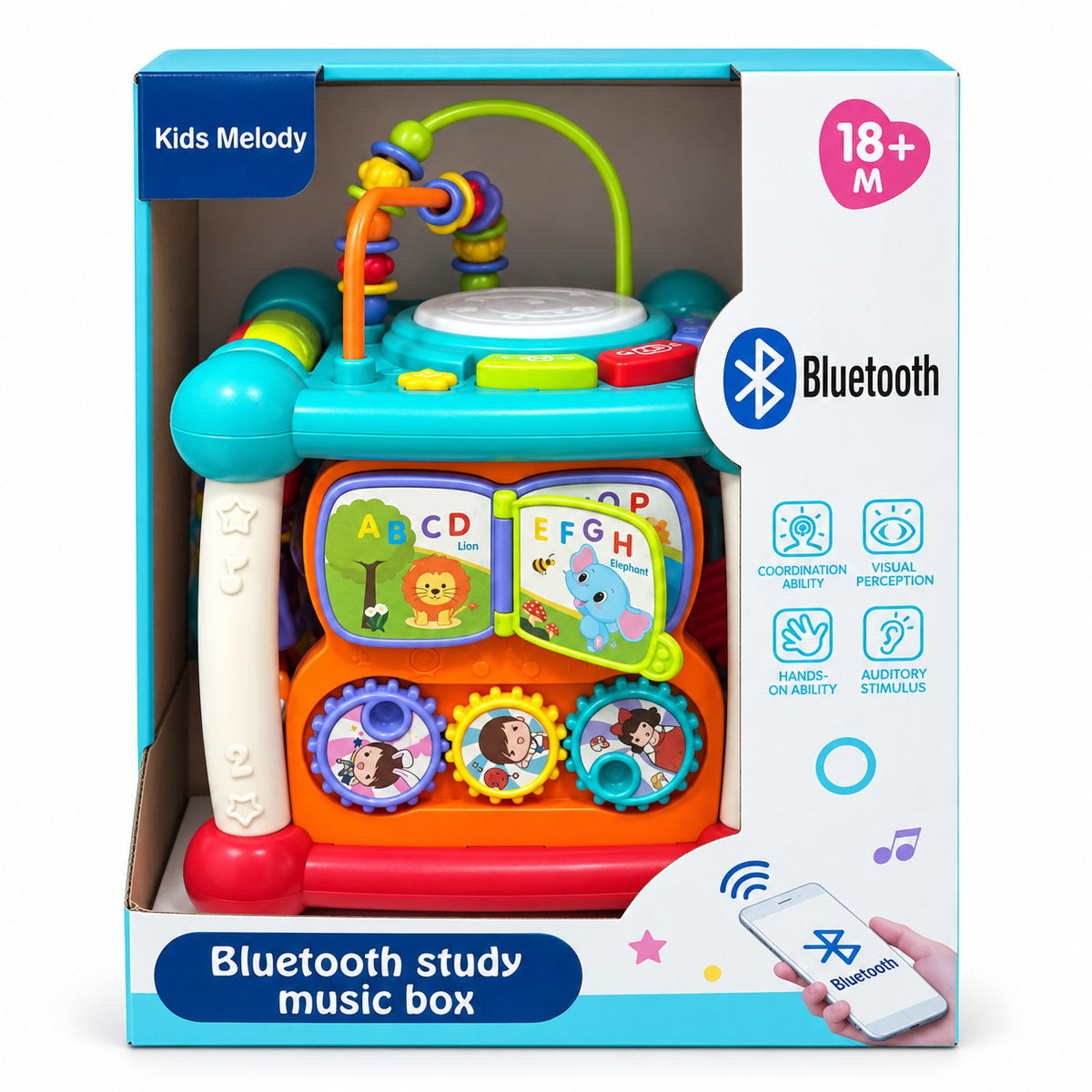 Boîte Kids Melody Bluetooth Study Music Box, cube d'activités dès 18 mois
