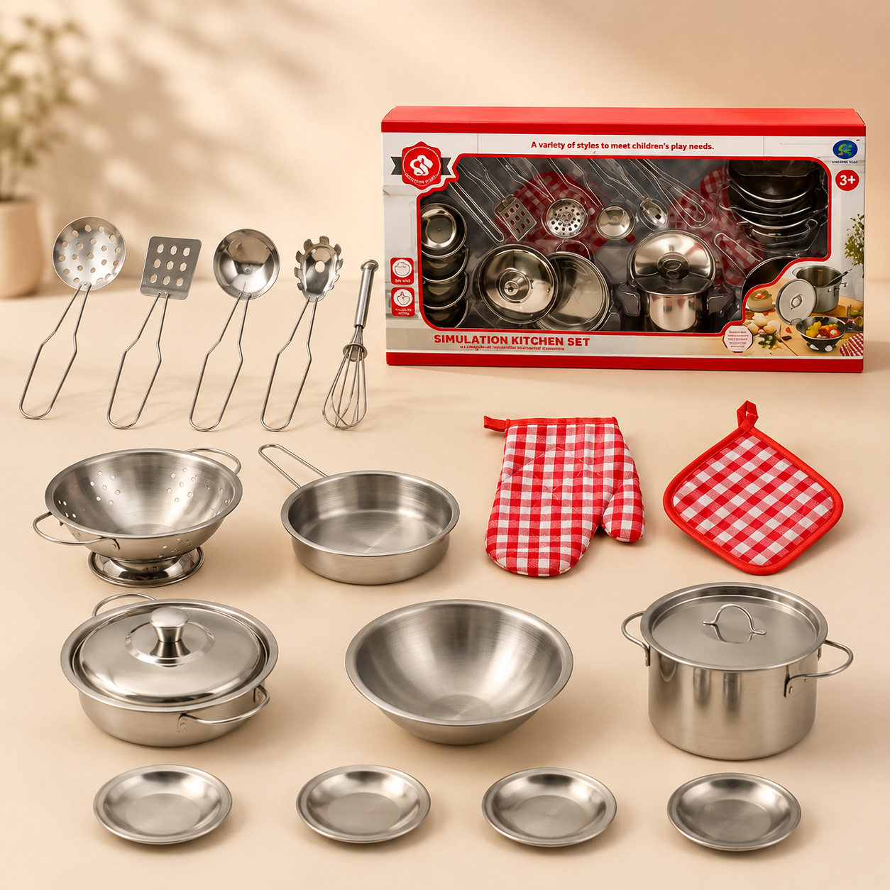 Set de Cuisine en Acier Inoxydable pour Enfants