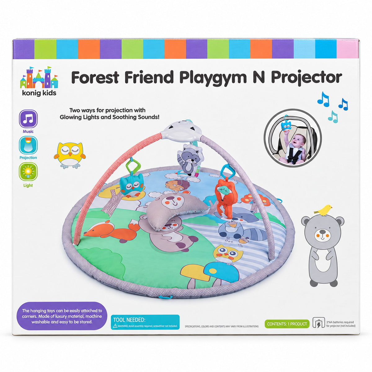 Boîte Konig Kids Forest Friend Playgym N Projector : musique, projection et lumière