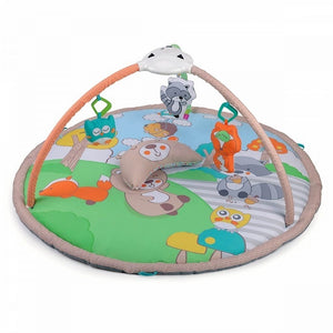 Tapis d'éveil Konig Kids motif forêt avec arches, jouets suspendus et module projecteur