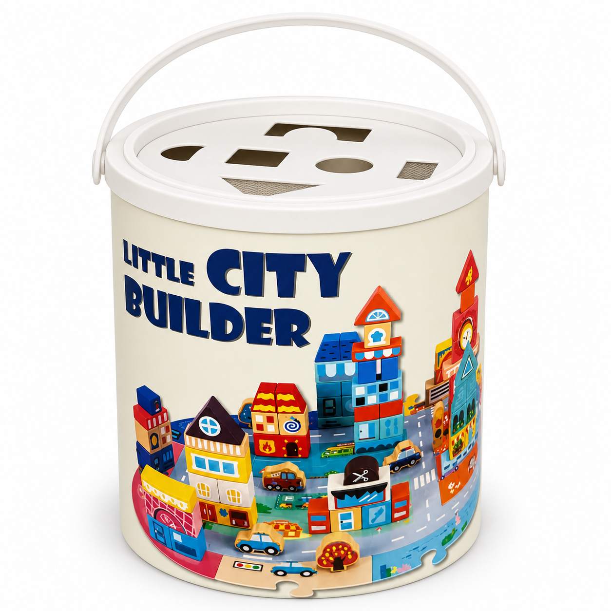 Mideer Little City Builder – 100 blocs en bois et tapis de ville