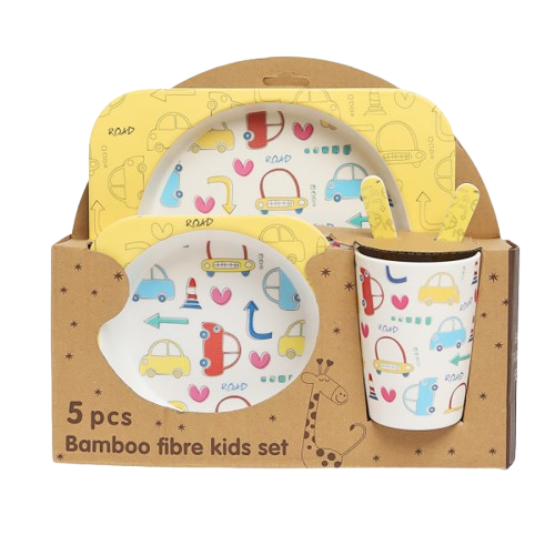 Ensemble vaisselle 5 pcs en Fibre de Bambou - Voitures