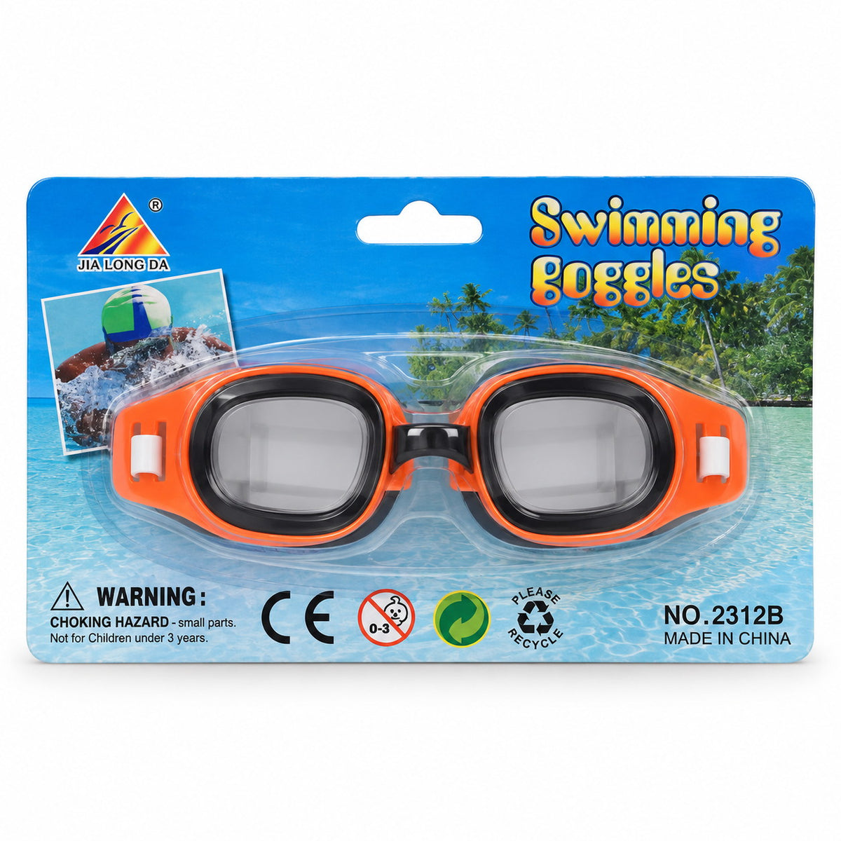 Blister des lunettes de natation enfant orange, réf. 2312B, marquage CE