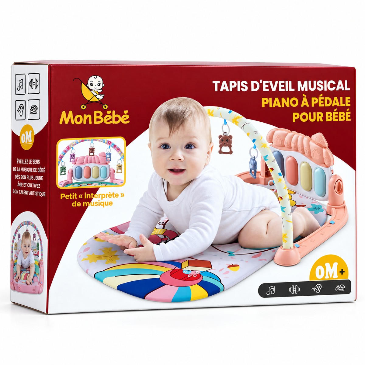 Emballage du tapis d'éveil musical Mon Bébé à piano à pédale, dès la naissance