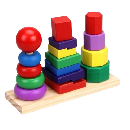 Tour à trois colonnes colorées en bois