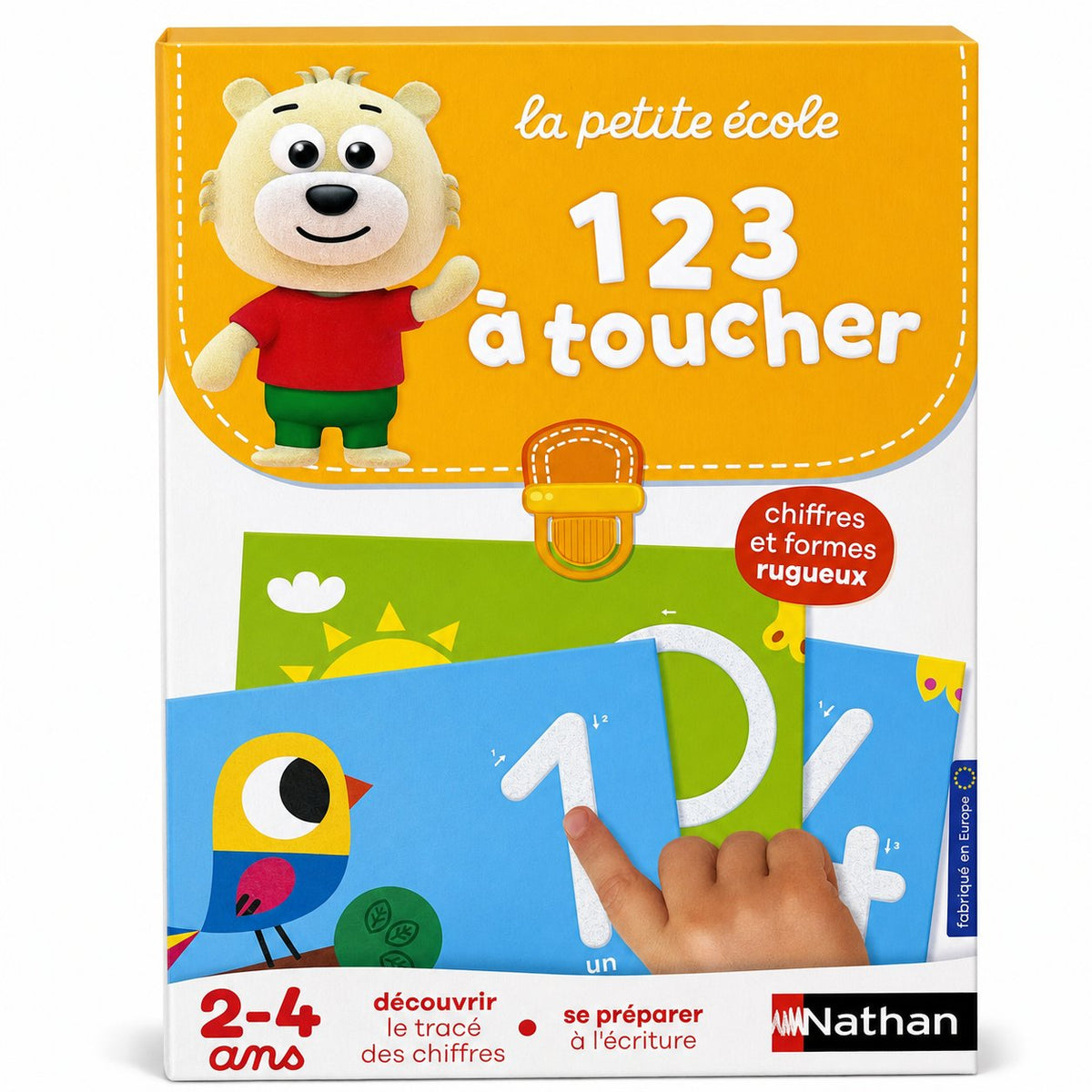 Jeu éducatif Nathan La petite école 123 à toucher, cartes à chiffres rugueux à suivre du doigt, 2-4 ans