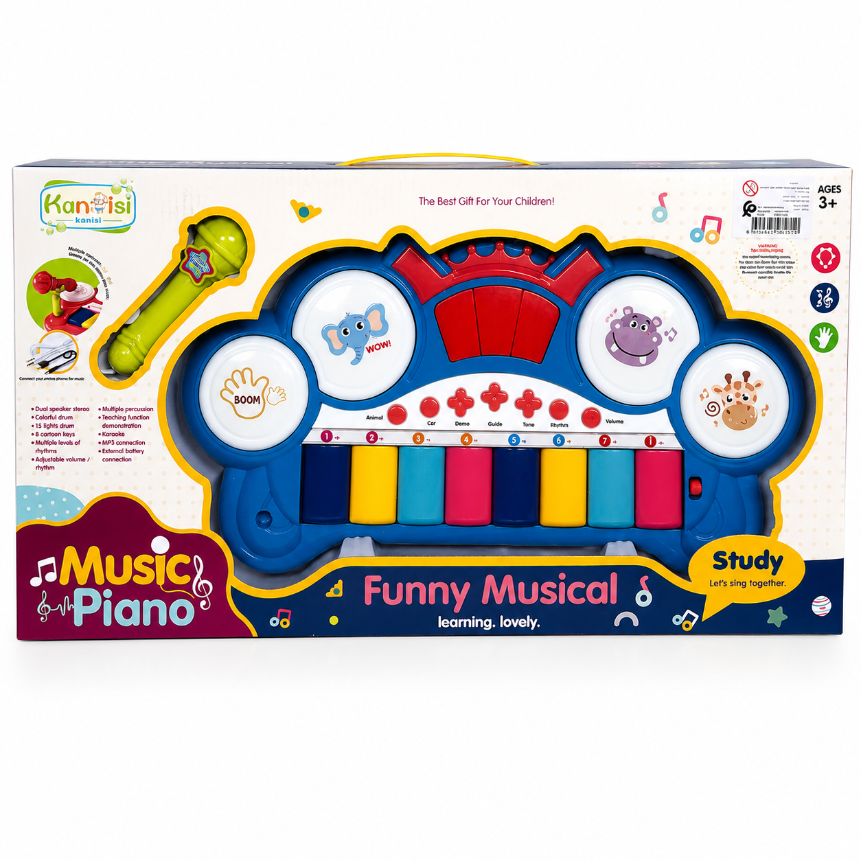 Piano Musical Électronique Multifonction pour Enfants – 8 Touches Colorées