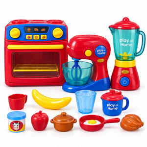 Set de cuisine Play at Home 3 en 1 : four, batteur et blender avec dinette et aliments