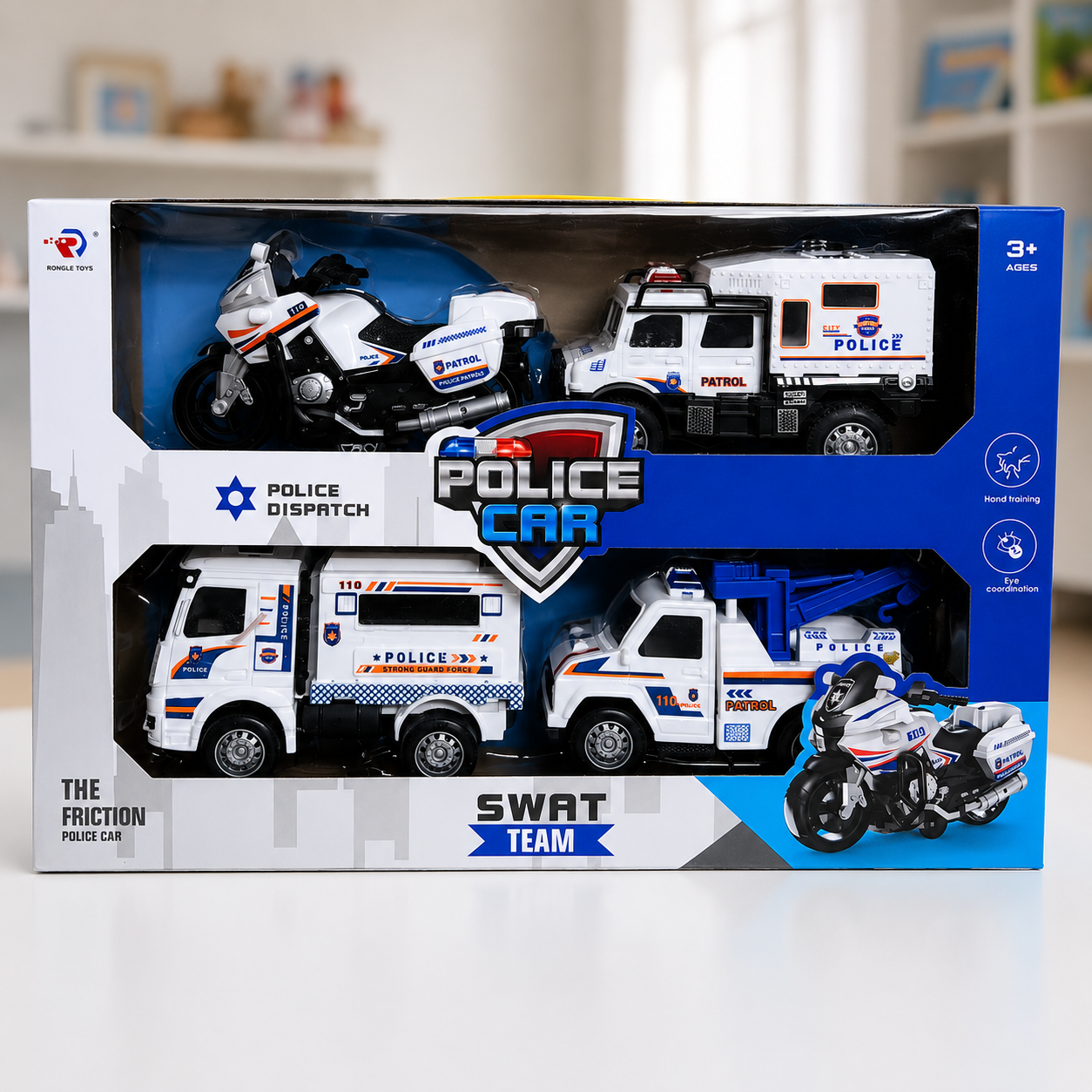 Coffret Police Car SWAT Team – 4 Véhicules à Friction