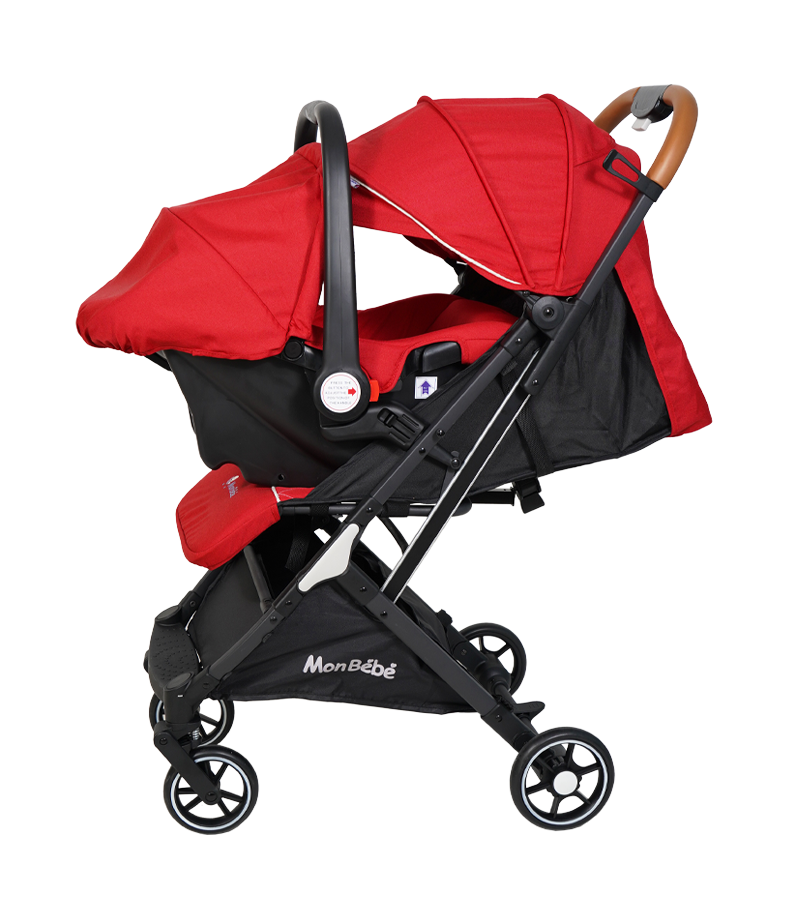 POUSSETTE VALISE AVEC MAXI COSI ROUGE – MON BÉBÉ