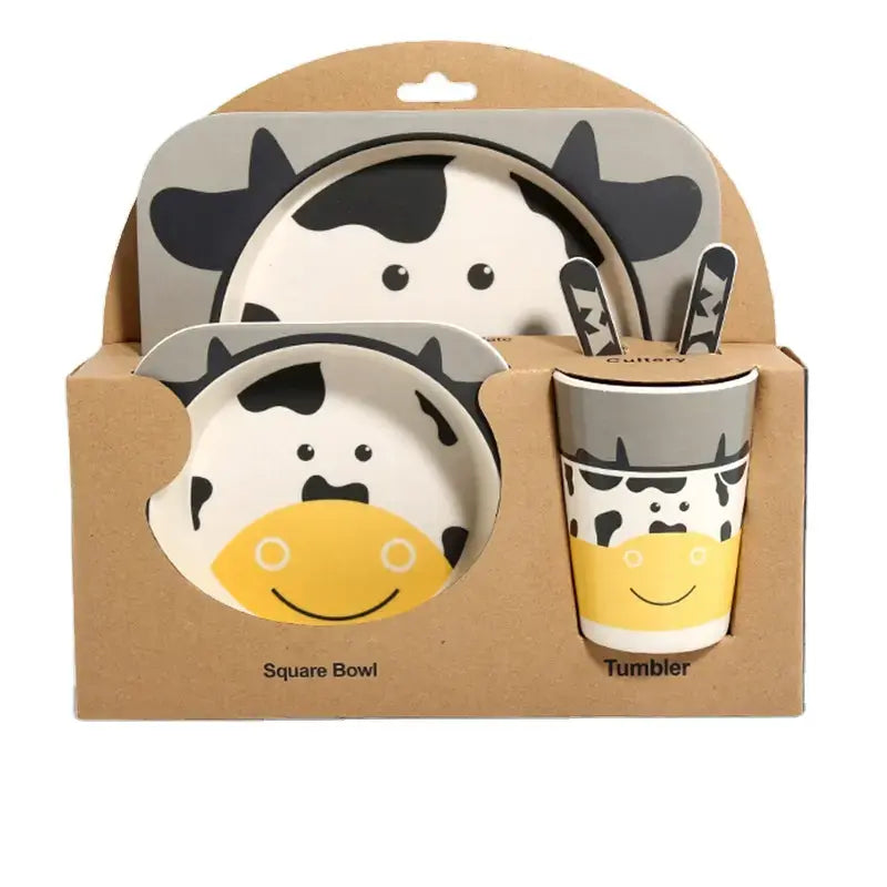 Ensemble vaisselle 5 pcs en Fibre de Bambou - Vache