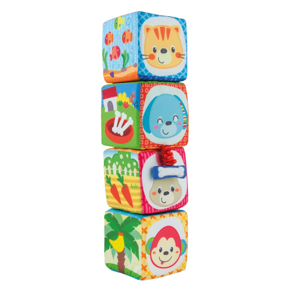 Lot de 4 cubes souples animaux - WINFUN