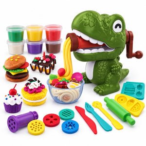 Set de pâte à modeler dinosaure T-Rex avec 6 pots de pâte, moules, rouleau et ustensiles